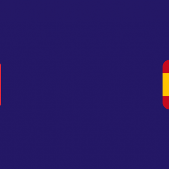 Purple background with cartoon French and Spanish flag